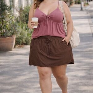 Women Athletic Skort Plus Sized Brown 4X